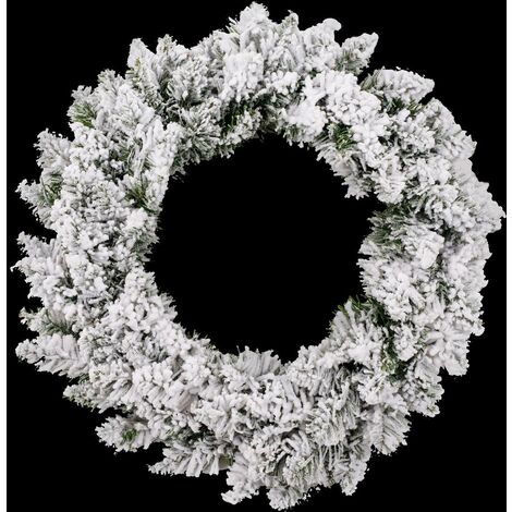 Corona fiorita floccata 40 cm - Feeric lights & christmas - Abete floccato