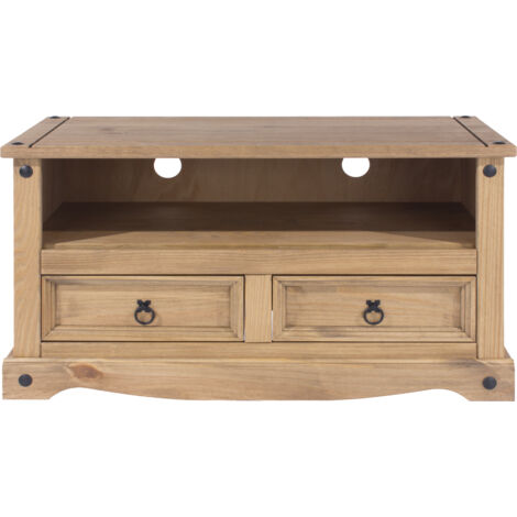 Corona Flat Screen TV Unit - Pine - 95 x 43 x 51 cm - Antique Waxed Pine