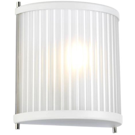 Corona Flush 1 Light Wandleuchte, weiß poliertes Nickel, Milchglas