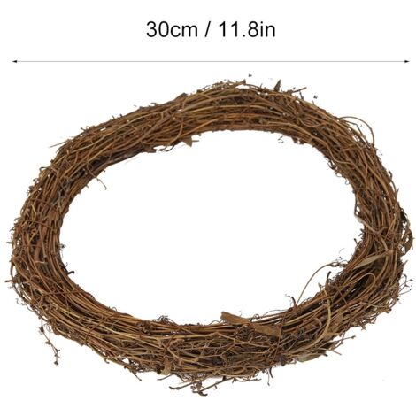 Corona grande de ratán natural de 30 cm para manualidades y decoración (Navidad, bodas, cumpleaños).