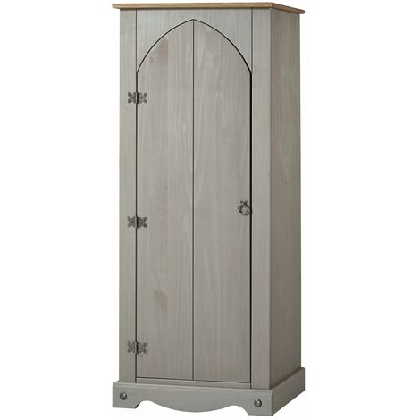 Corona Grey Storage Cupboard Solid Pine 1 Door Wooden Mexican Cabinet Shelving