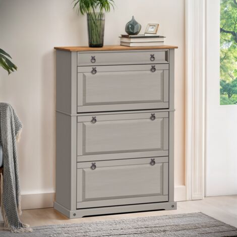 Corona Grey Wax 1 Drawer 3 Shelf Shoe Chest
