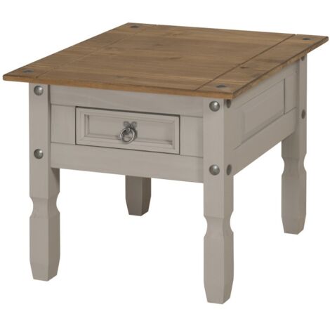 Corona Grey Wax 1 Drawer Lamp Table