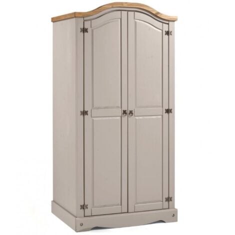 MERCERS FURNITURE Corona Grey Wax 2 Door Arch Top Wardrobe