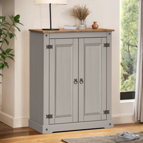Corona Grey Wax 2 Door Shoe Cupboard