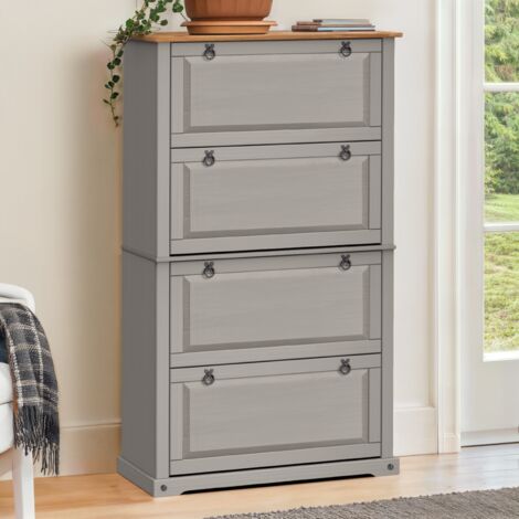 Corona Grey Wax 4 Shelf Shoe Chest