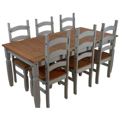 Corona Grey Wax 6'0" Dining Table & 6 Chairs
