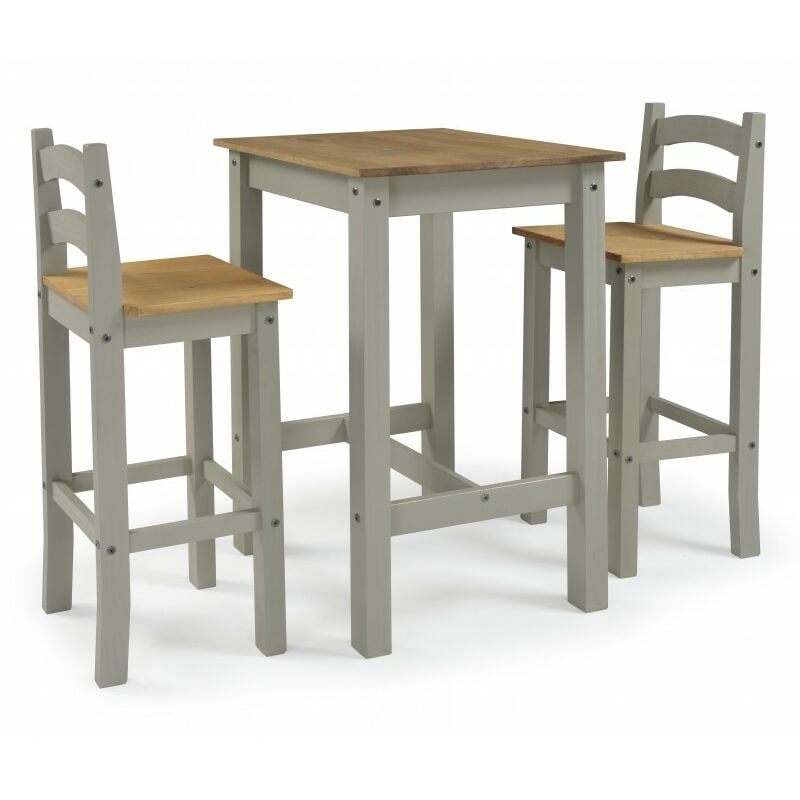 Corona Grey Wax Bistro Table and 2 Barstools