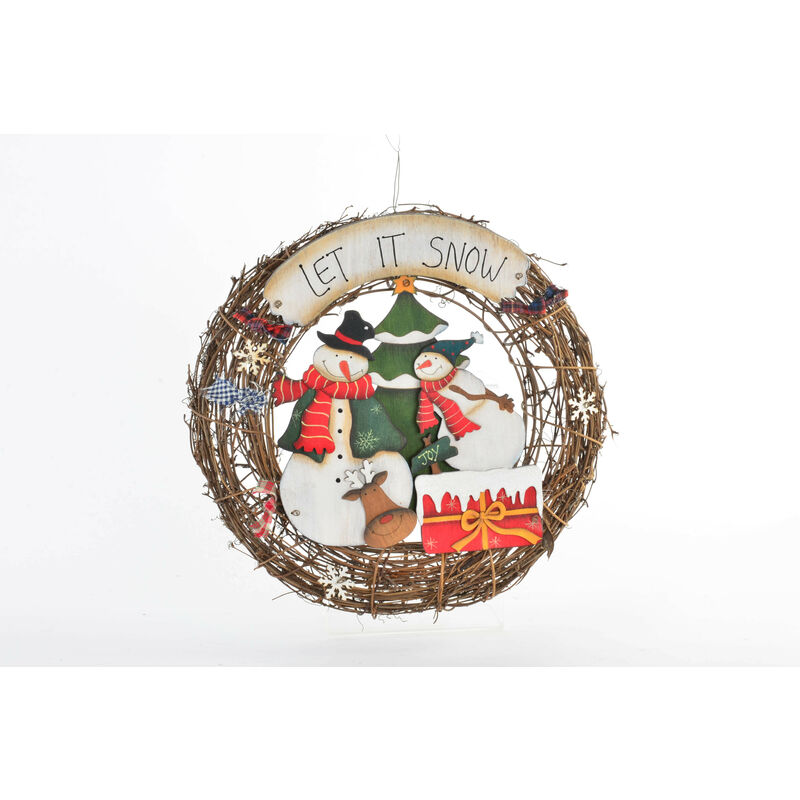 

Corona/Guirnalda de Mimbre con 2 Modelos a elegir, Ideal para decorar tu Hogar y darle un toque Navideño (30 cm).-Hogarymas- B