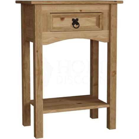 HOME DISCOUNT Corona Konsolentisch mit 1 Schublade und Ablage – Seitentisch aus Massivholz, Kiefer