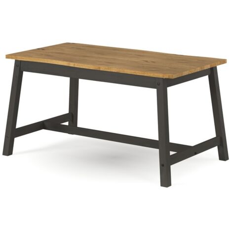 Corona Live Edge Large Dining Table - Pine - L80 x W150 x H76 cm - Black/Antique Waxed Pine - Flat Packed
