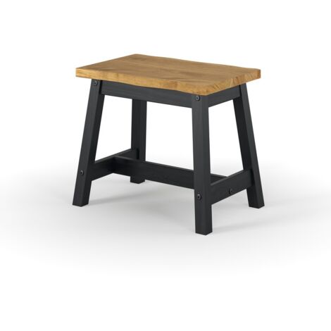 Corona Live Edge Single Dining Bench (Set of 2) - Pine - L31.5 x W52.5 x H45.5 cm - Black/Antique Waxed Pine - Flat Packed