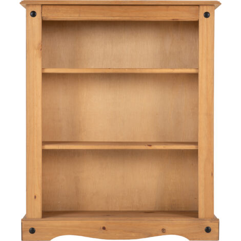 Corona Low Bookcase - L29 x W84 x H100.5 cm - Distressed Waxed Pine