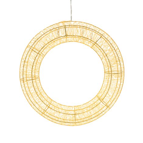 Corona natalizia tonda in metallo luminosa con LED a luce calda per decorazioni natalizie -38 cm