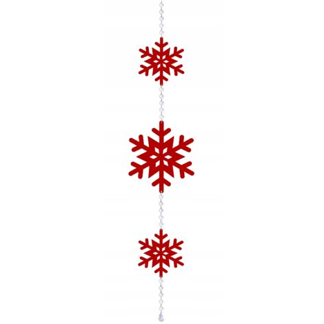Corona navideña de invierno con copos de nieve, grandes y pequeños, elegante decoración roja.