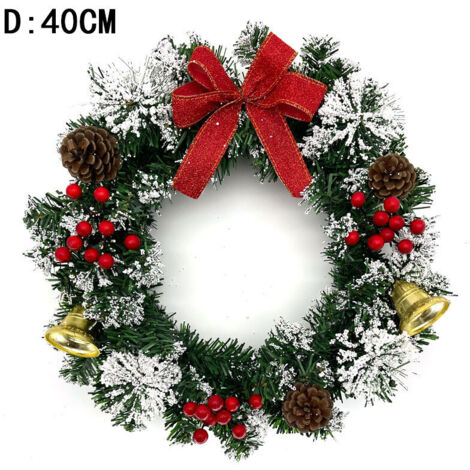 Corona navideña para puerta de 40 cm, corona y adorno navideño, decoración para puerta, entrada, pared y ventana.