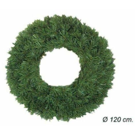 Corona pendente natalizia fantasia pino verde Ø120 cm 360 rami - addobbo di natale