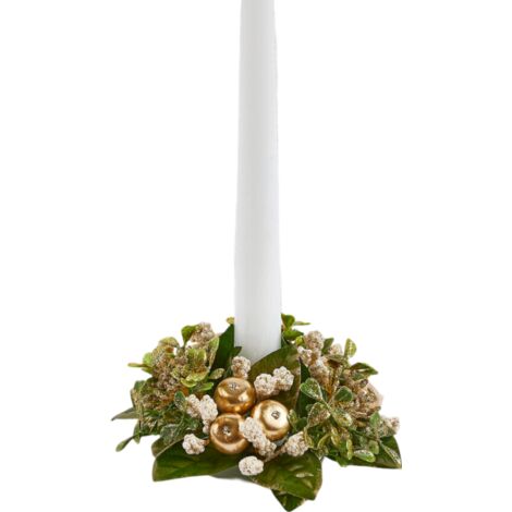 CORONA PORTA CANDELA CON MELE E FOGLIE, Ø16CM, NATALE, DECORAZIONI NATALIZIE