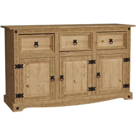 HOME DISCOUNT Corona Sideboard aus massiver Kiefer, 3 Türen 3 Schubladen
