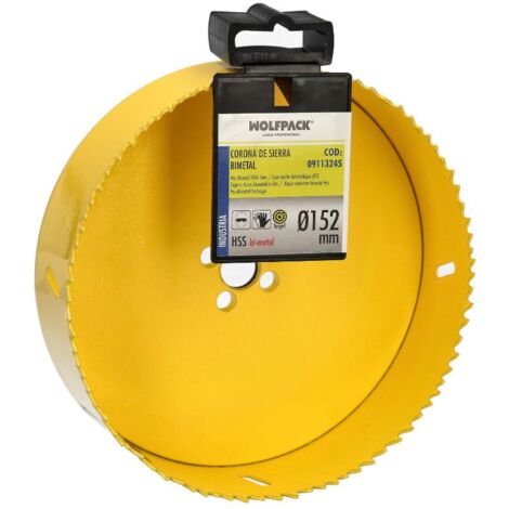 corona sierra bimetal ø 152 mm. templado termico, base reforzada. corona madera, broca agujeros madera, acero, hierro, plasticos