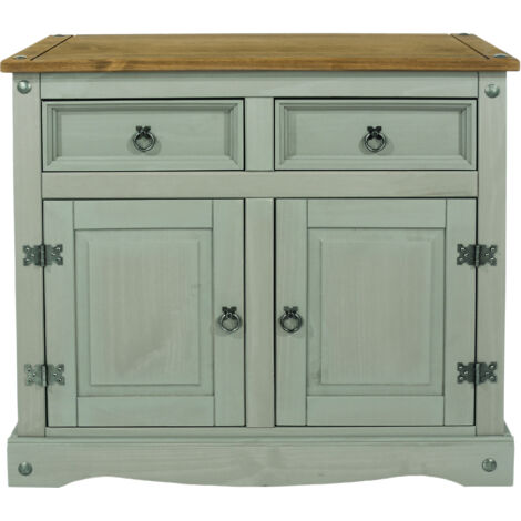 Corona Small Sideboard - Pine - 91 x 43 x 80.6 cm - Grey Wax/Antique Waxed Pine