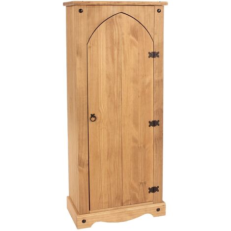 Corona Storage Cupboard Solid Pine 1Door Wooden Mexican Vestry Cabinet Shelving