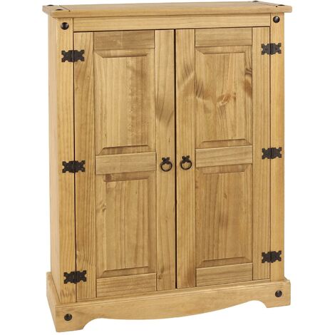 Corona Storage Cupboard Solid Pine 2 Door Mexican Wood Cabinet Internal Shelves