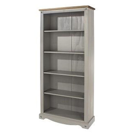Corona Tall Bookcase - Pine - 80 x 29.6 x 177.6 cm - Grey Wax/Antique Waxed Pine