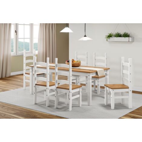 Corona White 6'0" Dining Table & 6 Chairs