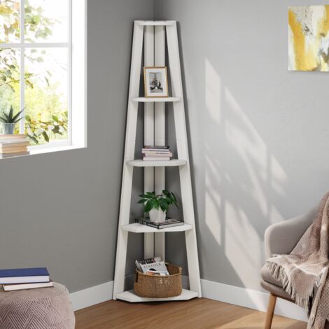 Corona White Corner Ladder Bookcase