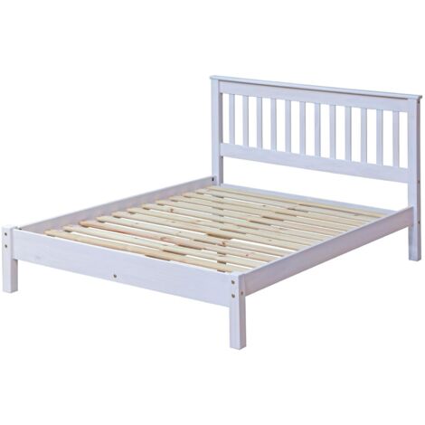 Corona White Double 4ft 6 Slatted Low End Bedstead Bed Frame With Slats Mexican