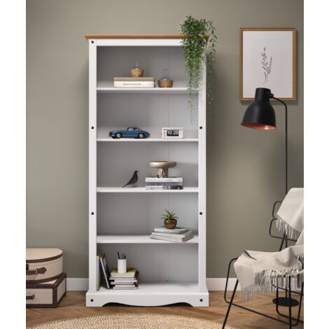Corona White Large Bookcase Tall 5 Shelf