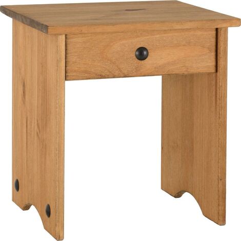 Corona Wooden Dressing Table Set with Stool and Mirror - Distressed Waxed Pine