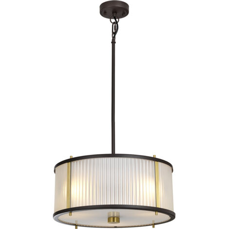 Corona Zylindrischer 3-Licht-Anhänger, Museumsbronze