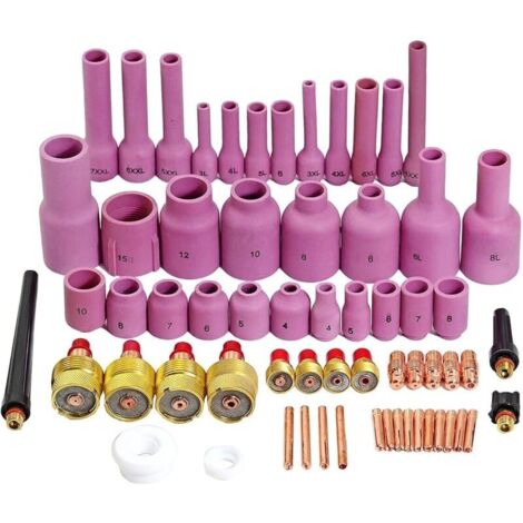 Corps de Collet Diffuseur de Gaz TIG Jumbo Grand Diamètre Buses en Alumine Coupes en Céramique 45V 13N 796F 53N série Kit d'assortiment pour SR WP 9 20 25 Torche de Soudage TIG 63pcs