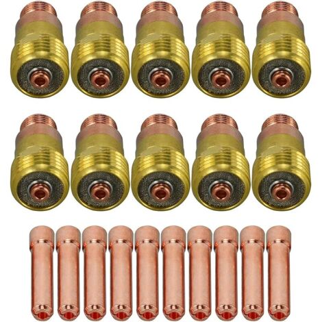 Corps de Collet pour Diffuseur de Gaz Compact TIG 17GL332 10N24S 2.4mm Kit d'assortiment pour QQ300 PTA DB SR WP 17 18 26 Torche de Soudage TIG 20pcs