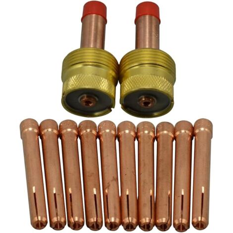Corps de Collet pour Diffuseur de Gaz TIG Jumbo Grand Diamètre 995795 10N25 3.2mm Kit d'assortiment pour QQ300 PTA DB SR WP 17 18 26 Torche de Soudage TIG 12pcs
