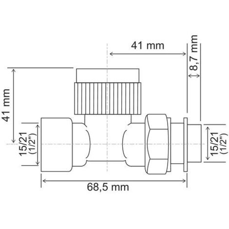 Corps thermostatique droit femelle 1/2" (15/21) - mâle 1/2" (15/21) - Somatherm