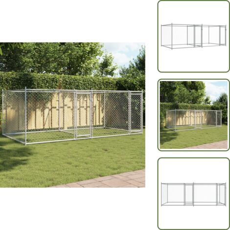 Corral de acero galvanizado - vidaXL Jaula de perros con puertas acero galvanizado gris 4x2x1,5 m - Jaula de perros gris