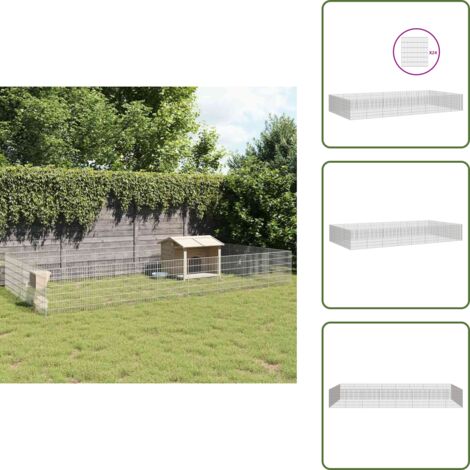 Corral de hierro galvanizado - vidaXL Recinto corral animales 24 paneles hierro galvanizado 54x60 cm - Corral para conejos
