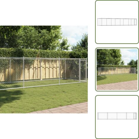 Corral de perros - vidaXL Jaula de perros con puerta acero galvanizado gris 8x2x1,5 m - Jaula de acero galvanizado