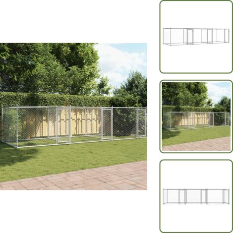 Corral de perros - vidaXL Jaula de perros con puertas acero galvanizado gris 6x2x1,5 m - Jaula de acero galvanizado