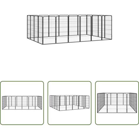 Corral para cachorros -  Jaula perros 20 paneles acero recubierto polvo negro 50x100cm