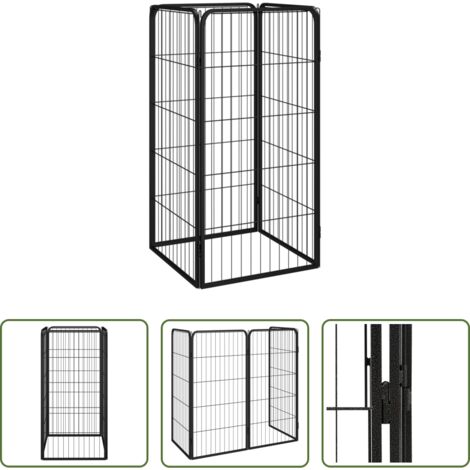 Corral para cachorros -  Jaula perros 4 paneles acero recubierto en polvo negro 50x100cm