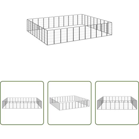 Corral para cachorros -  Jaula perros 40 paneles acero recubierto polvo negro 50x100 cm