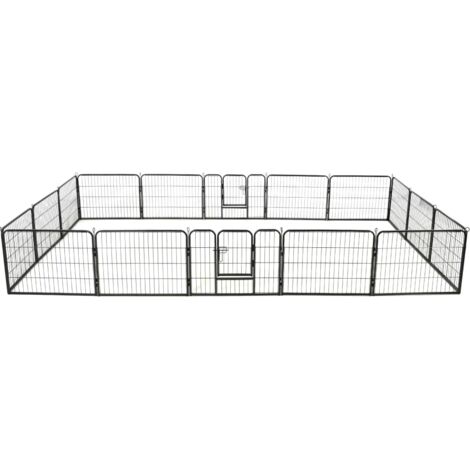 Corral para perros 16 paneles de acero 60x80 cm negro vidaXL