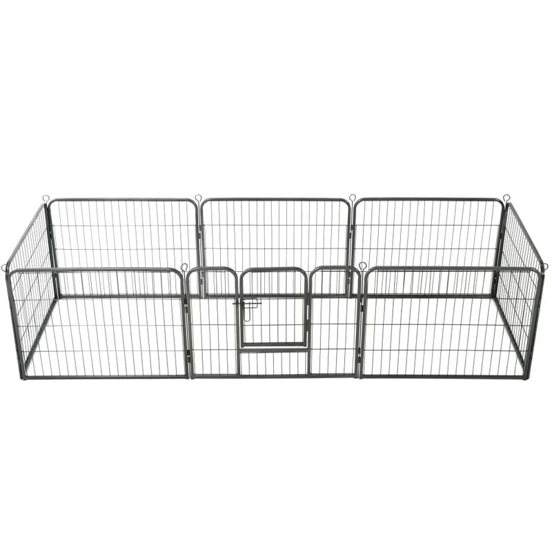 

Corral para perros 8 paneles de acero 60x80 cm negro