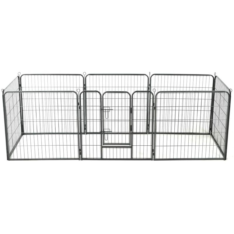 

Corral para perros 8 paneles de acero 80x80 cm negro