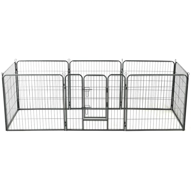 

Corral para perros 8 paneles de acero 80x80 cm negro - Negro