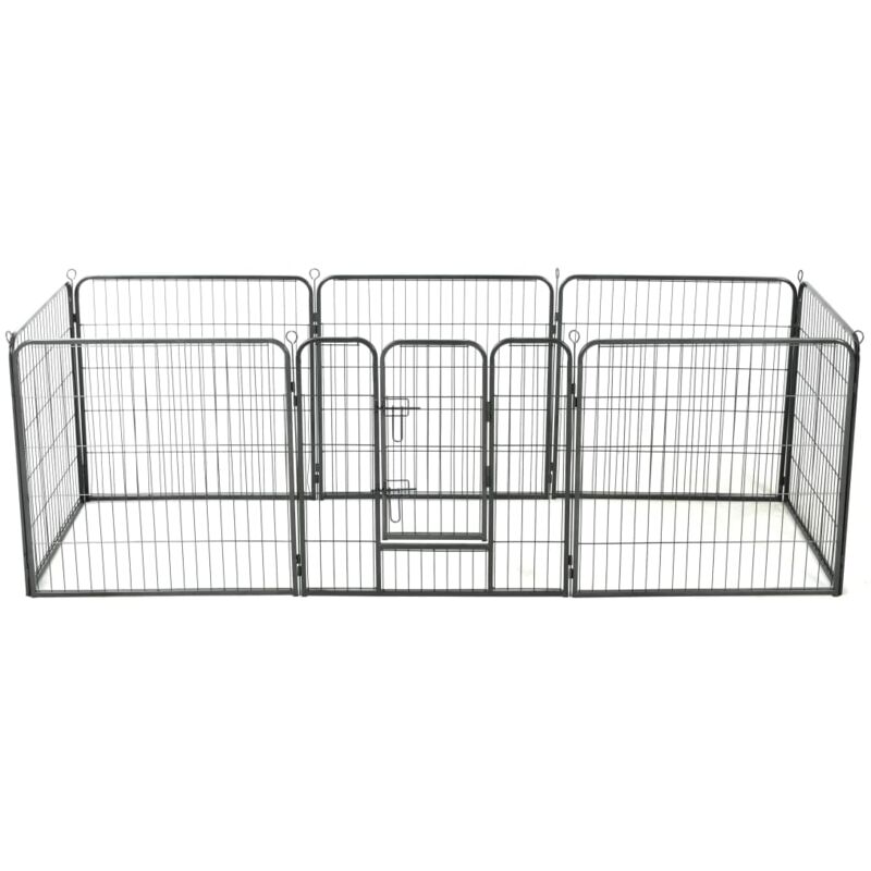 

vidaXL Corral para Perros de Acero Negro 8 Paneles 80x80 cm - Negro